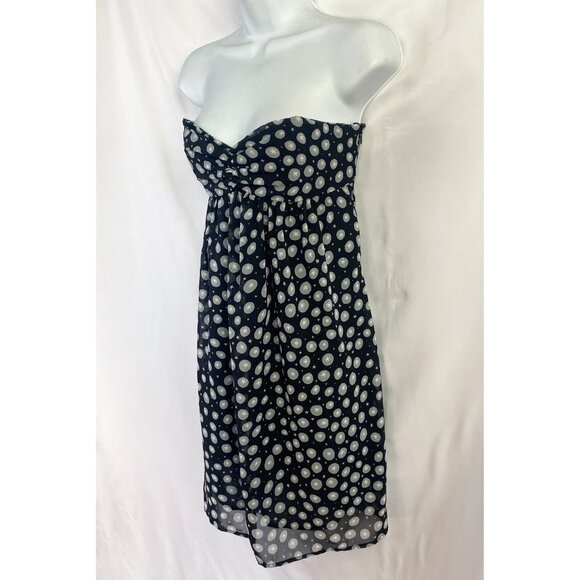 Anthropologie Corey Lynn Calter Black Polka Dot Mini Dress Strapless - Picture 3 of 10